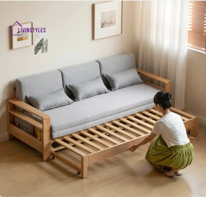Japandi Beech Solid Wood Sleeper Sofa Bed SOFA BED