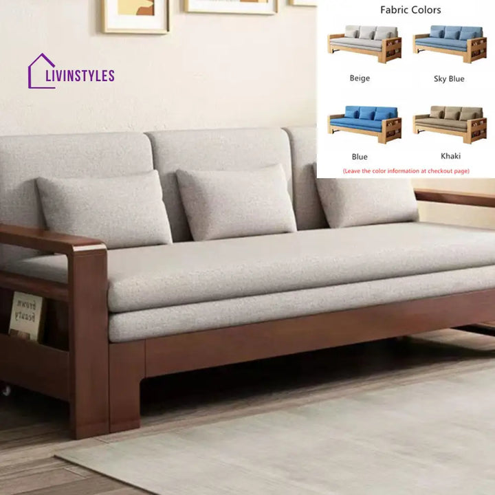 Japandi Beech Solid Wood Sleeper Sofa Bed WALNUT SOFA BED