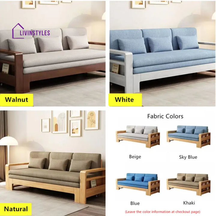 Japandi Beech Solid Wood Sleeper Sofa Bed SOFA BED