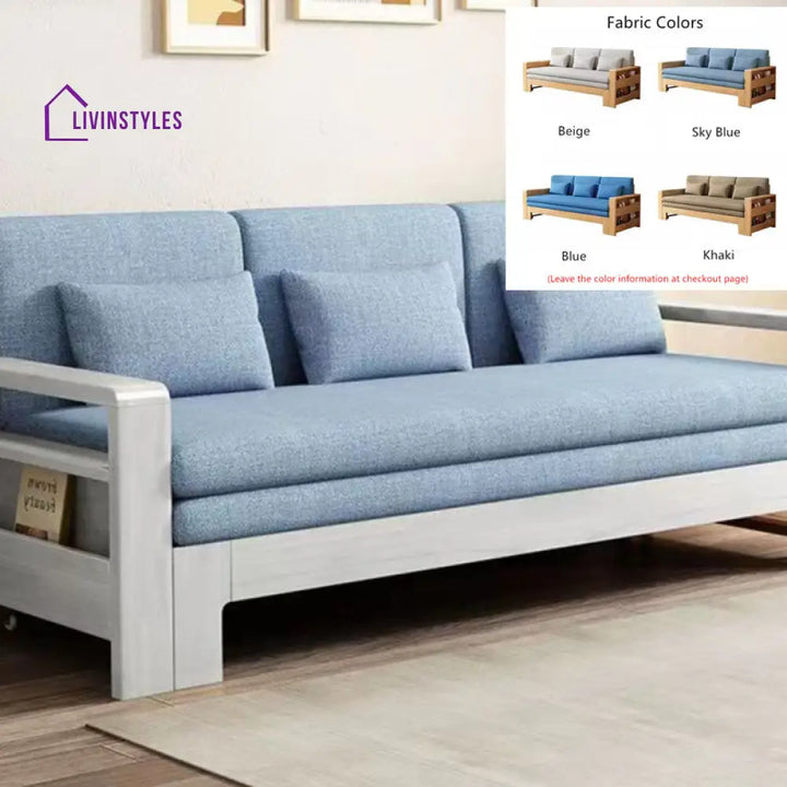 Japandi Beech Solid Wood Sleeper Sofa Bed WHITE SOFA BED