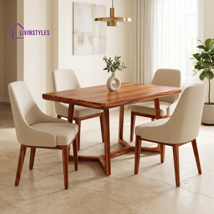 Raymond Premium Solid Wood 4 Seater Dining Table Set