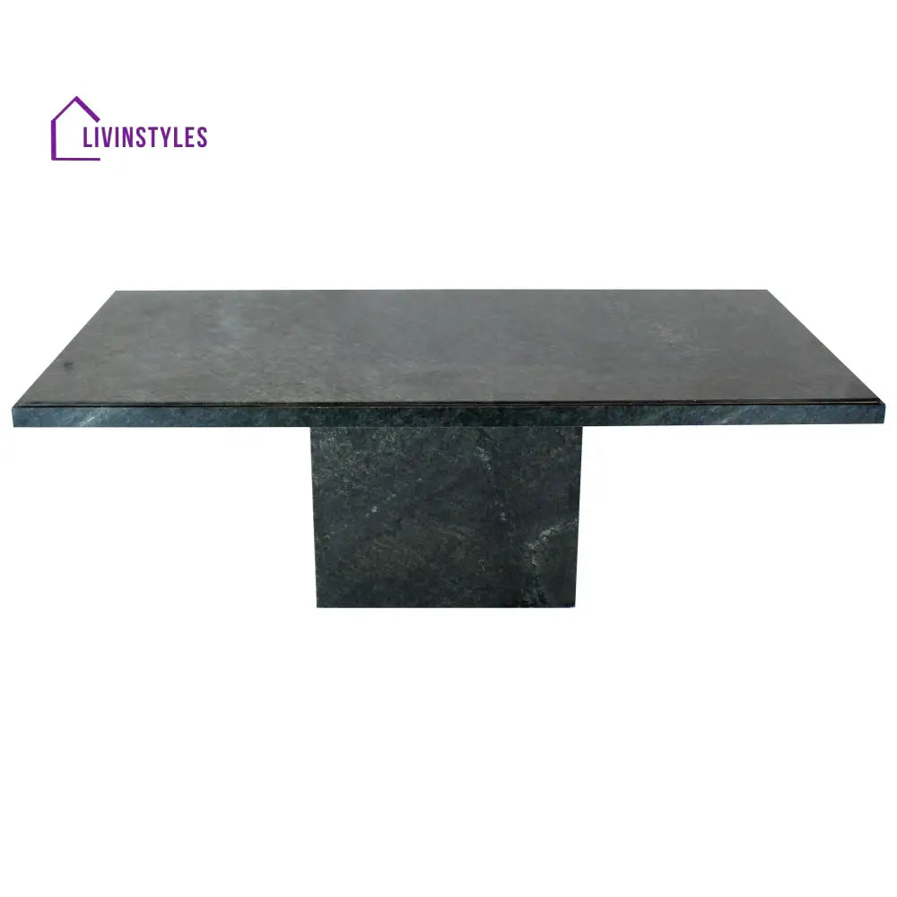 Rectangular Single Marble Pedestal Coffee Table
