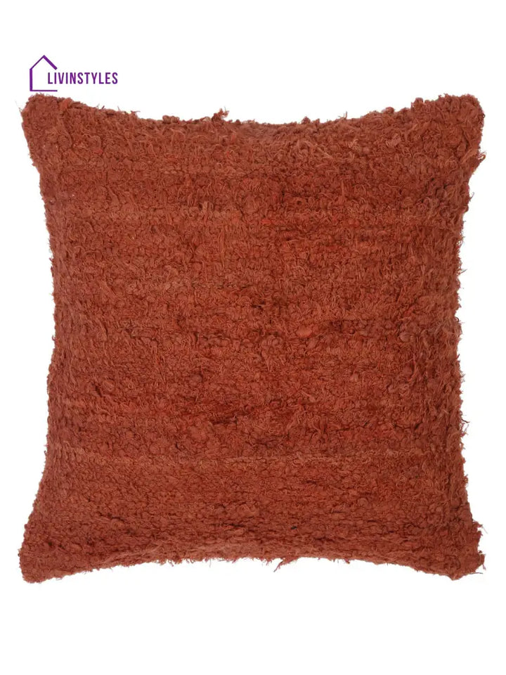 Red Color Hand Woven Cotton Cushion Cover Set Of 2 (20X20 Inch)