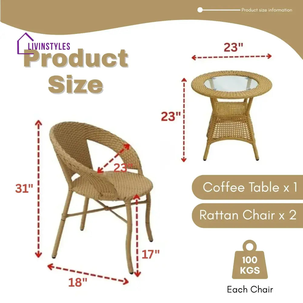 Reem 3-Piece Outdoor Rattan Wicker Patio Bistro Set - Patio Set