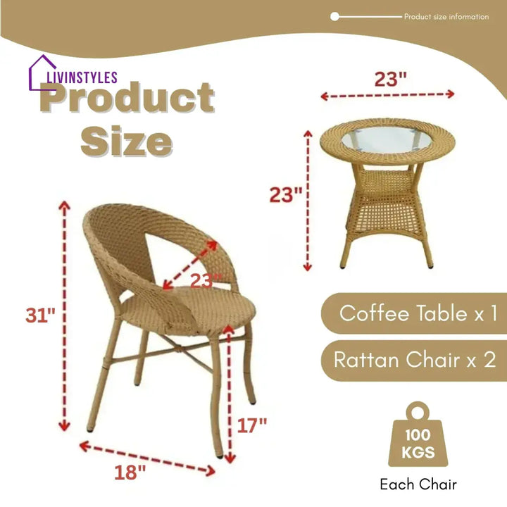 Reem 3-Piece Outdoor Rattan Wicker Patio Bistro Set - Patio Set