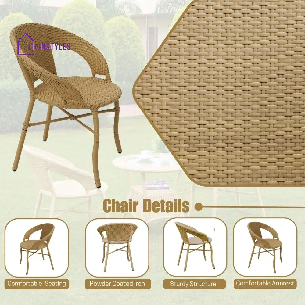 Reem 3-Piece Outdoor Rattan Wicker Patio Bistro Set - Patio Set