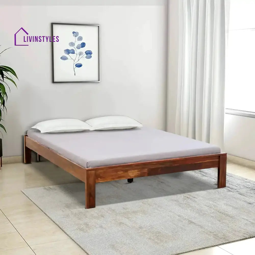 Divyam Sheesham Wood Beds Queen / Natural Bed without storage