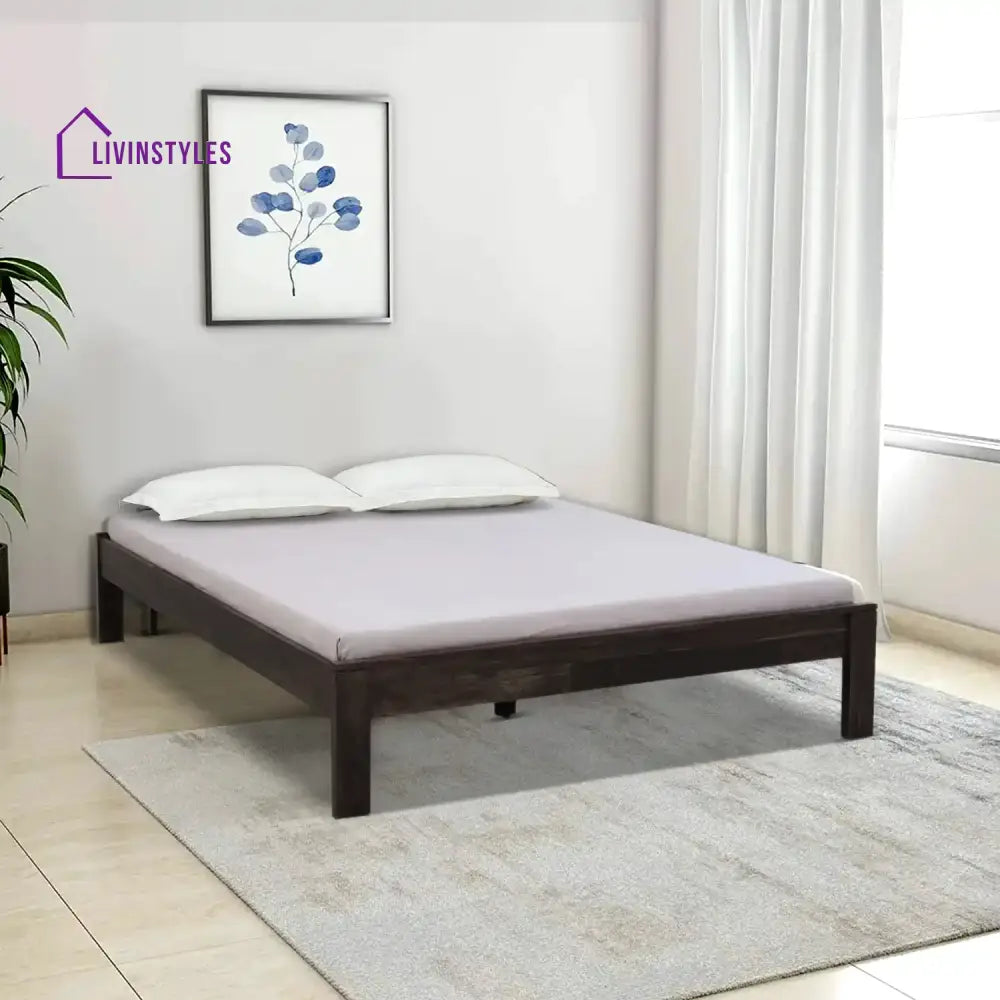 Divyam Sheesham Wood Beds Queen / Walnut Bed without storage