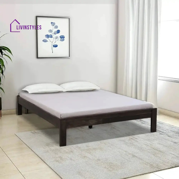 Divyam Sheesham Wood Beds Queen / Walnut Bed without storage