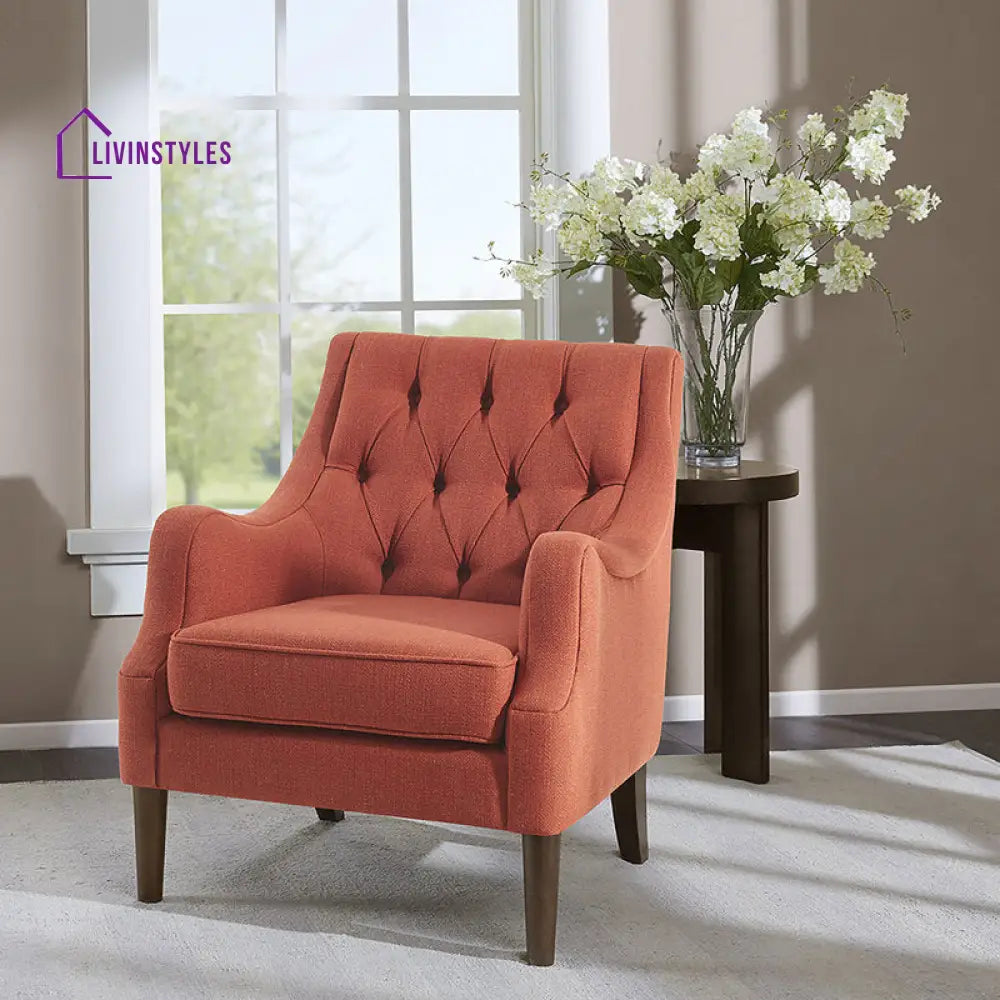 Reet Solid Wood and Fabric Arm Chair | Living Room Chair | Lounge Chair