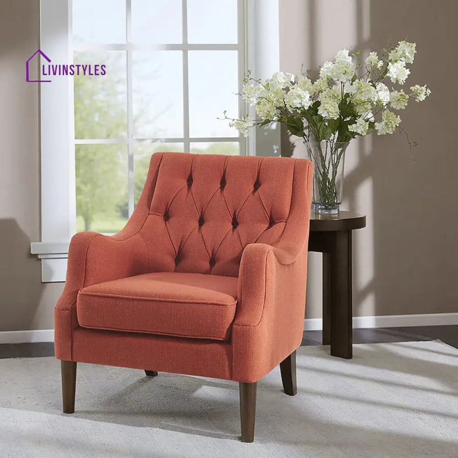 Reet Solid Wood and Fabric Arm Chair | Living Room Chair | Lounge Chair