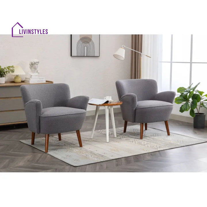Reeva Solid Wood and Fabric Arm Chair | Living Room Chair | Lounge Chair