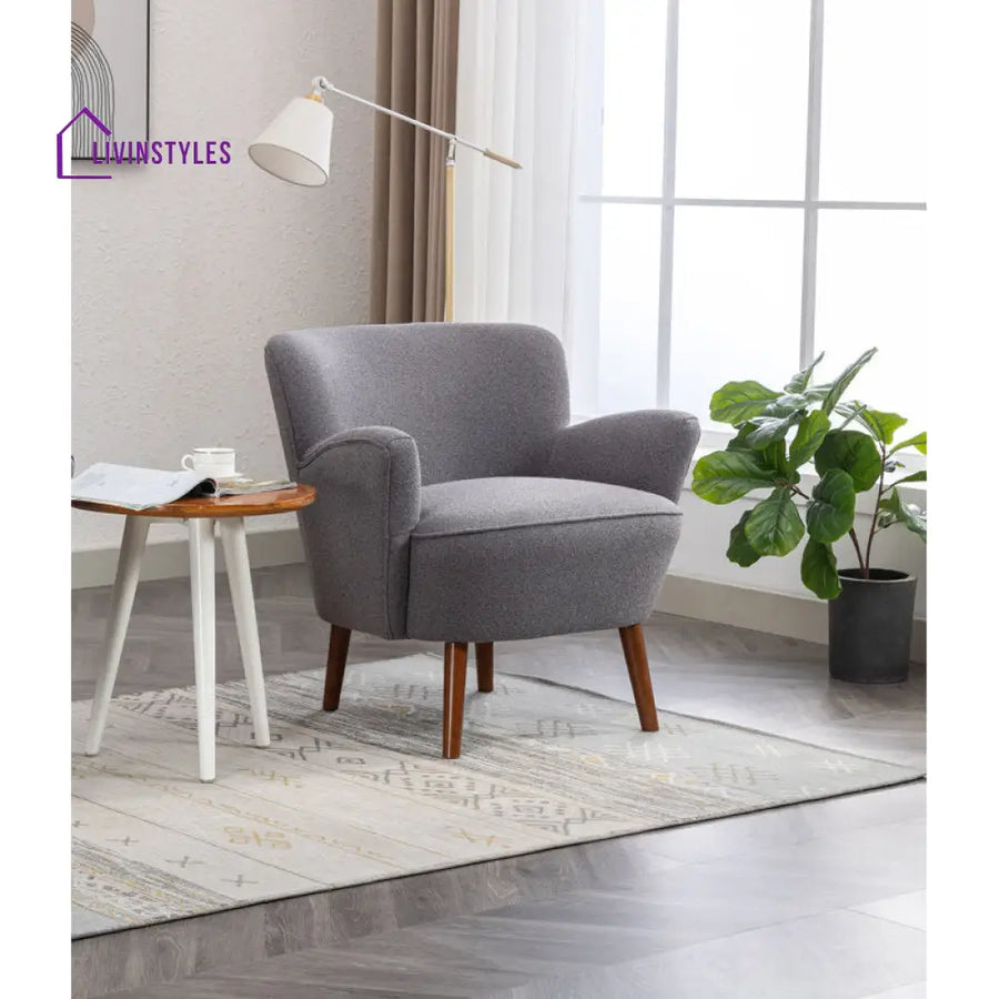 Reeva Solid Wood and Fabric Arm Chair | Living Room Chair | Lounge Chair