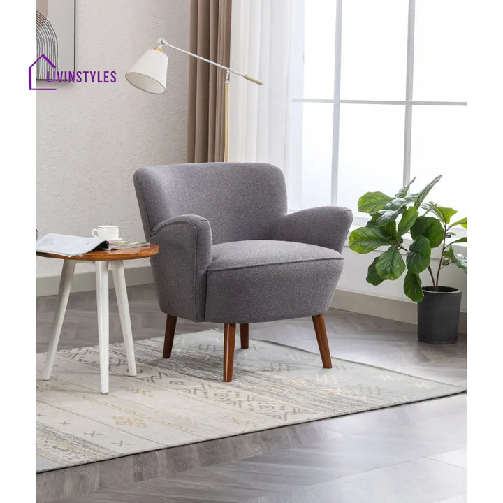 Reeva Solid Wood and Fabric Arm Chair | Living Room Chair | Lounge Chair