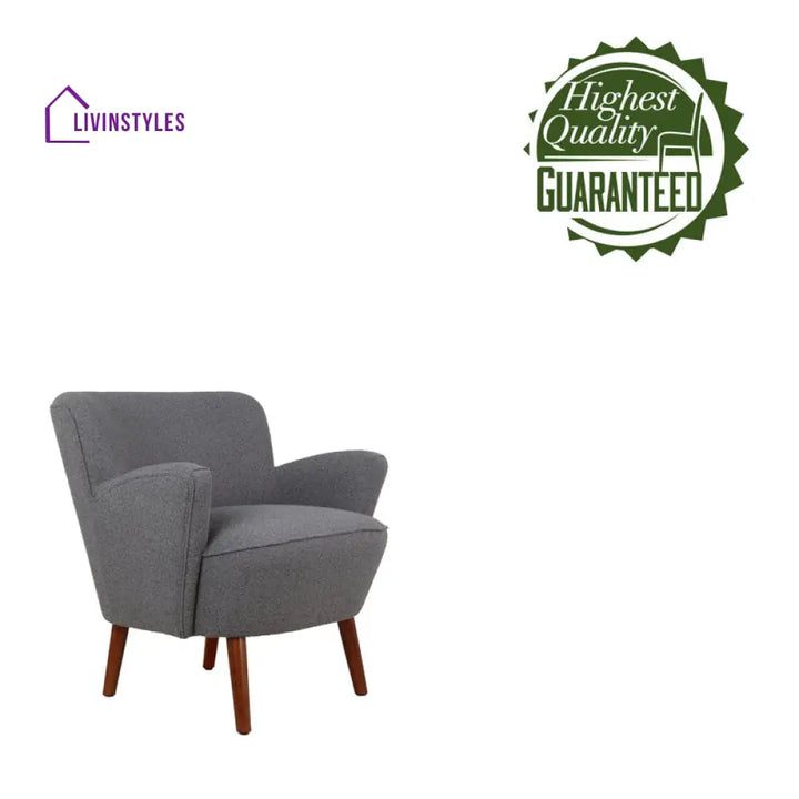 Reeva Solid Wood and Fabric Arm Chair | Living Room Chair | Lounge Chair