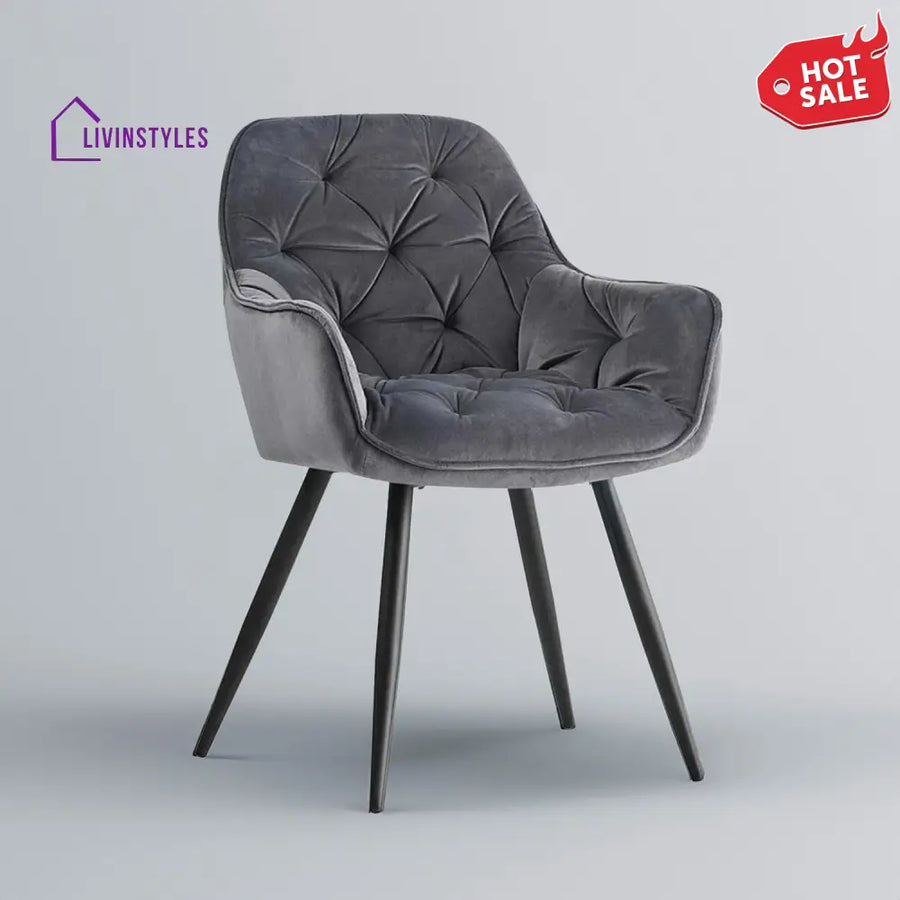 Refined Velvet Dining Designer Chair Grey Furniture