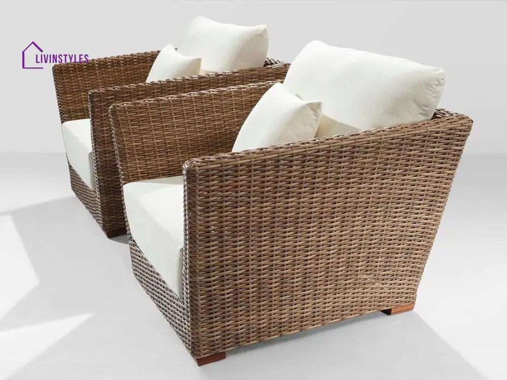 Reflin Outdoor Garden Balcony Sofa Set 2 Seater 2 Single Seater and 1 Center Table With 1 Side Table Set (Brown