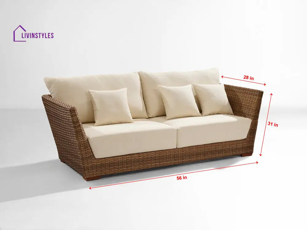 Reflin Outdoor Garden Balcony Sofa Set 2 Seater 2 Single Seater and 1 Center Table With 1 Side Table Set (Brown