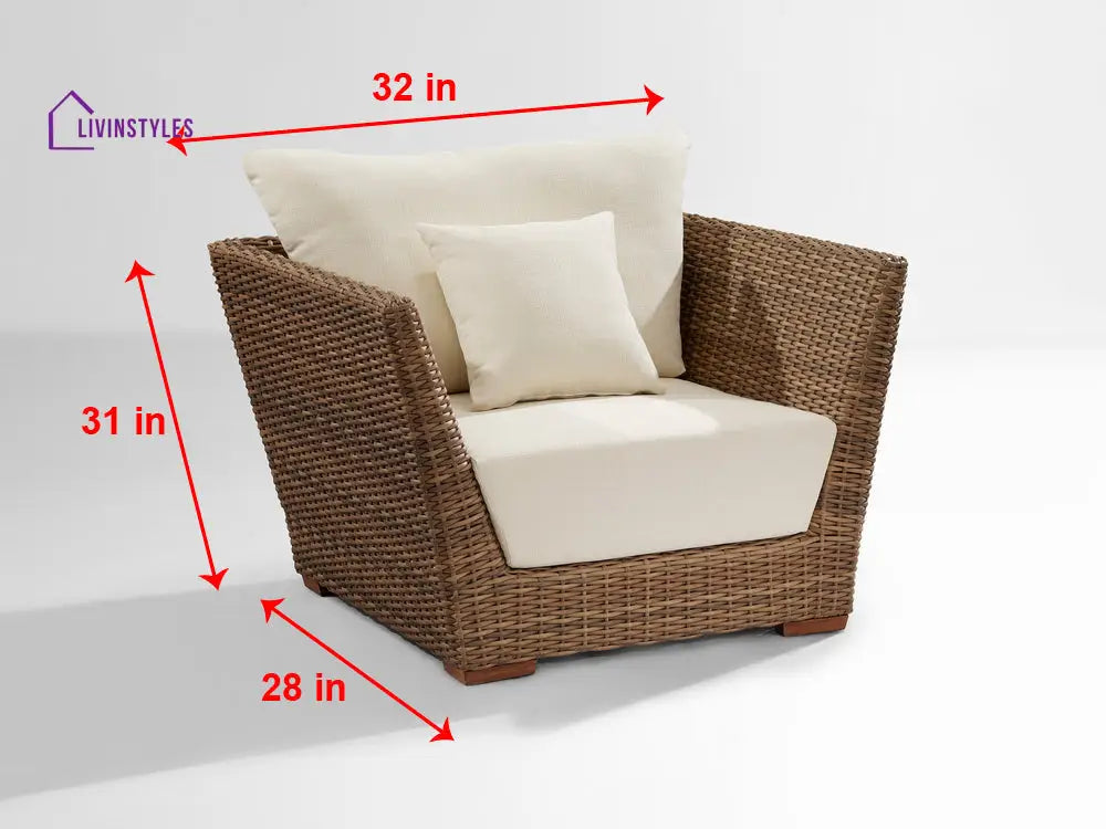 Reflin Outdoor Garden Balcony Sofa Set 2 Seater 2 Single Seater and 1 Center Table With 1 Side Table Set (Brown