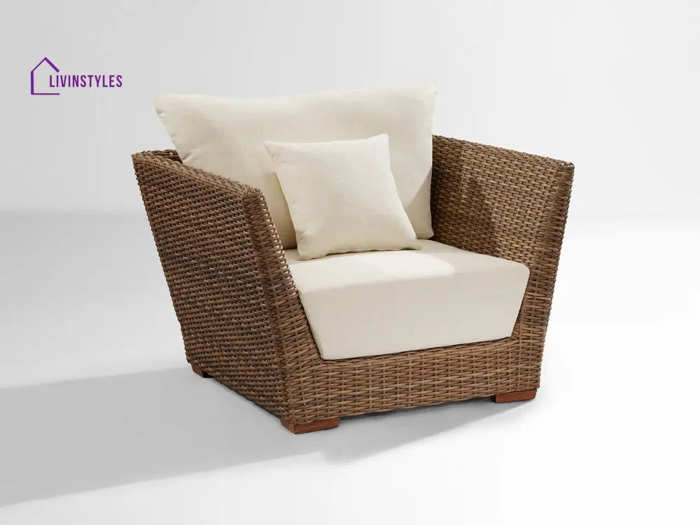 Reflin Outdoor Garden Balcony Sofa Set 2 Seater 2 Single Seater and 1 Center Table With 1 Side Table Set (Brown