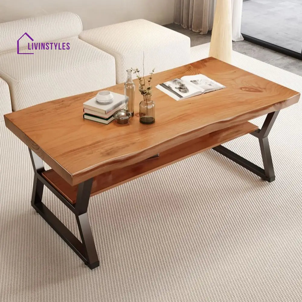 Regalia Solid Wood and Metal Coffee Table for Living Room | Rectangle Shape