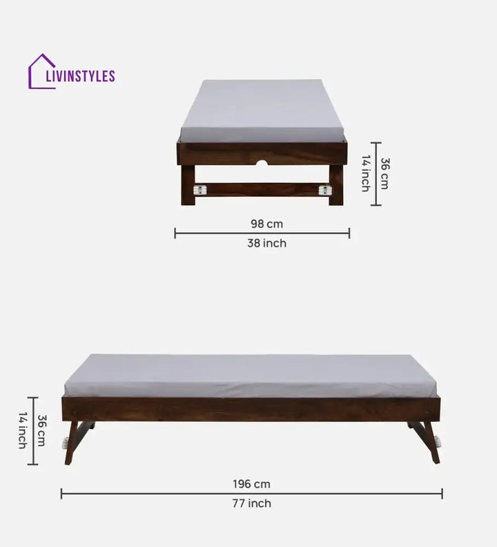 Divyam Sheesham Wood Single Trundle Bedroom Furniture Sets