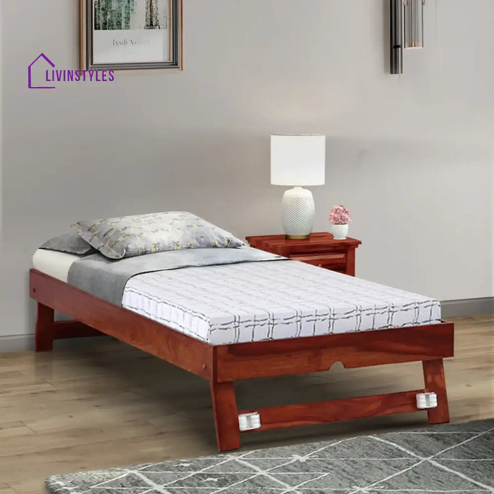 Divyam Sheesham Wood Single Trundle Honey Bedroom Furniture Sets