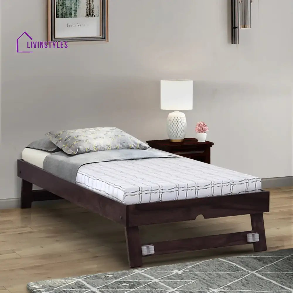 Divyam Sheesham Wood Single Trundle Walnut Bedroom Furniture Sets