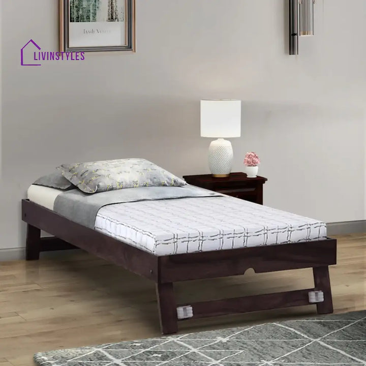 Divyam Sheesham Wood Single Trundle Walnut Bedroom Furniture Sets