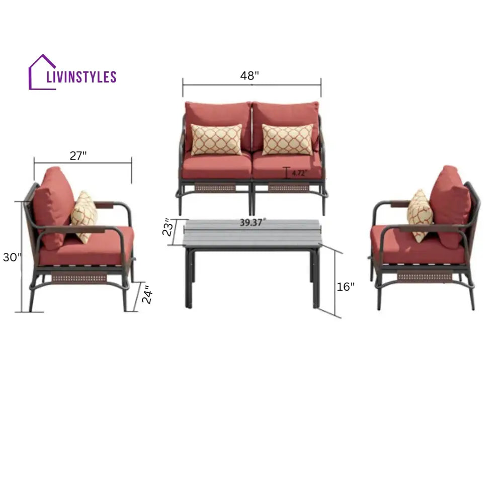 Reginar Outdoor Sofa Set 2 Seater 2 Single seater and 1 Center Table (Grey) - Sofa Sets