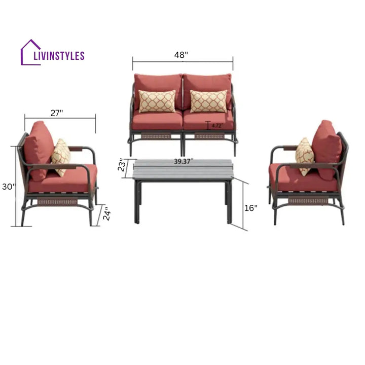 Reginar Outdoor Sofa Set 2 Seater 2 Single seater and 1 Center Table (Grey) - Sofa Sets