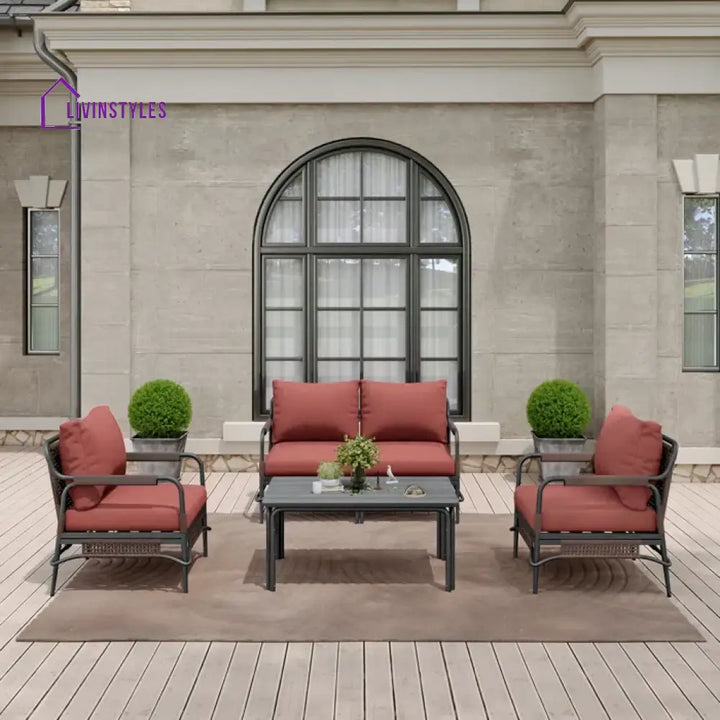 Reginar Outdoor Sofa Set 2 Seater 2 Single seater and 1 Center Table (Grey) - Sofa Sets
