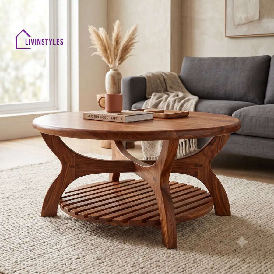 Régine Wooden Coffee Table for Living Room | Tea Table | Teapoy | Center table