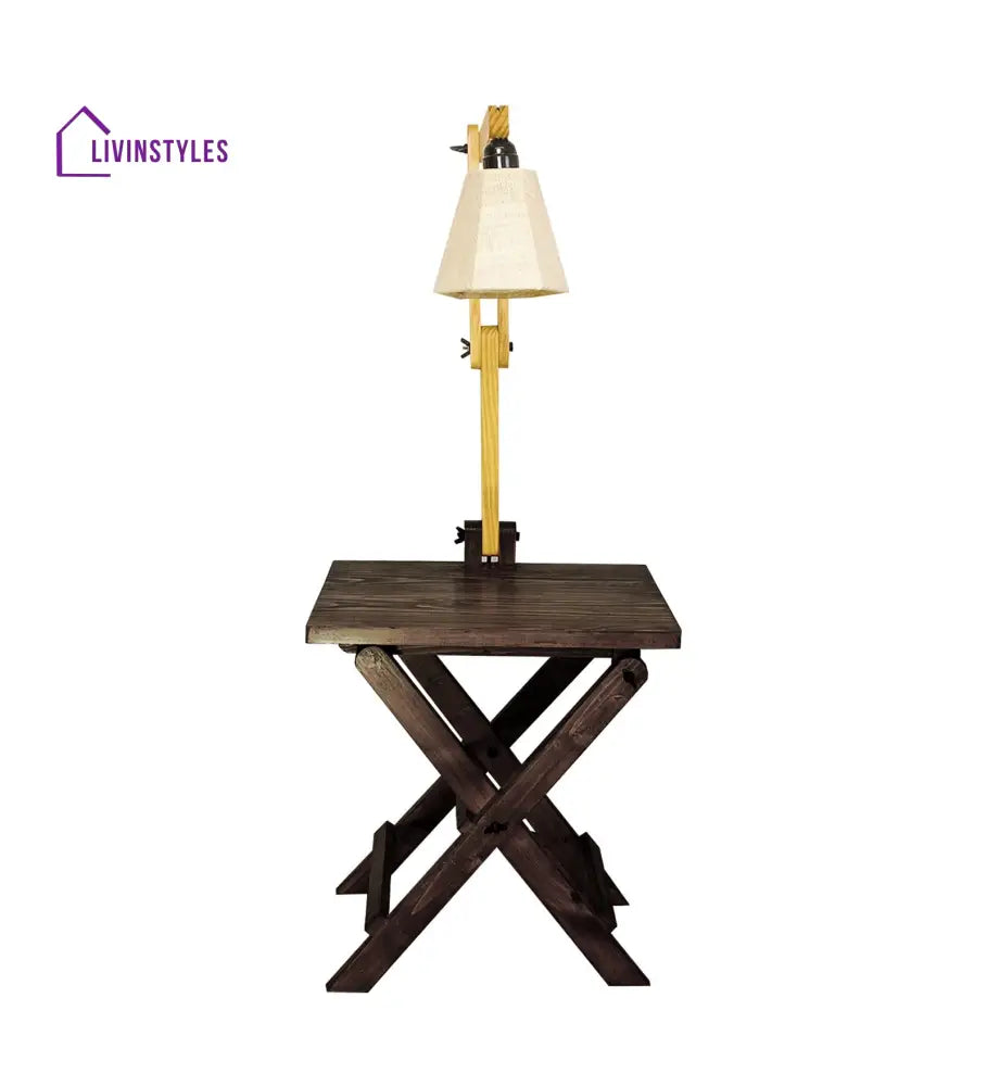 Regis Wooden Floor Lamp With Brown Base And Jute Fabric Lampshade Lamps
