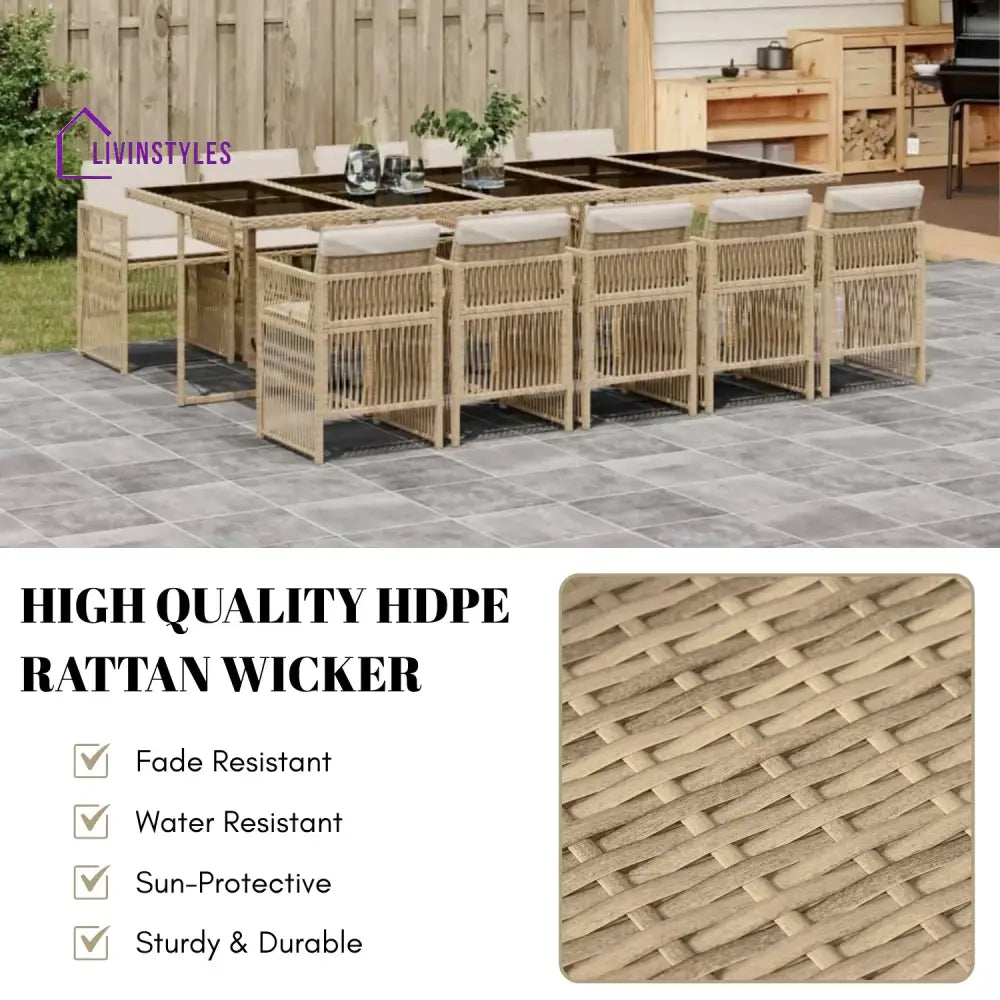 Reika 10 Seater Outdoor Rattan Wicker Dinning Set - Dining Set