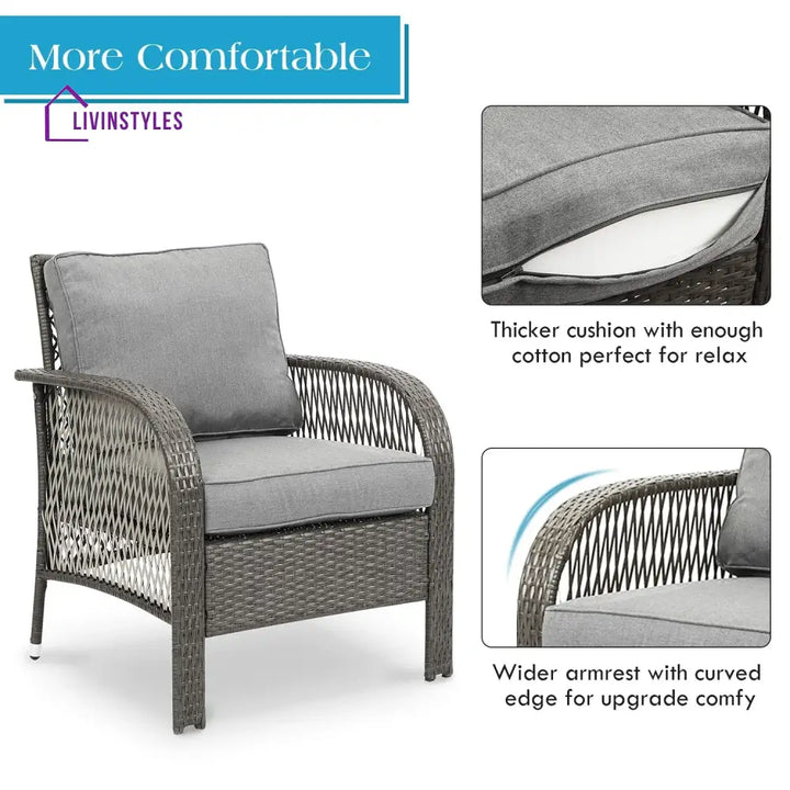 Rein Outdoor Sofa Set 2 Seater 2 Single seater and 1 Center Table (Grey) - Sofa Sets