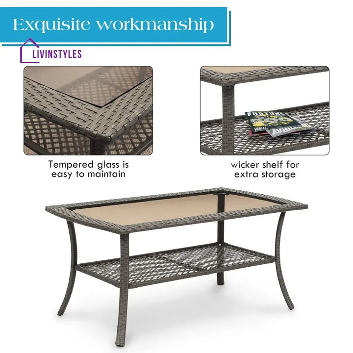 Rein Outdoor Sofa Set 2 Seater 2 Single seater and 1 Center Table (Grey) - Sofa Sets