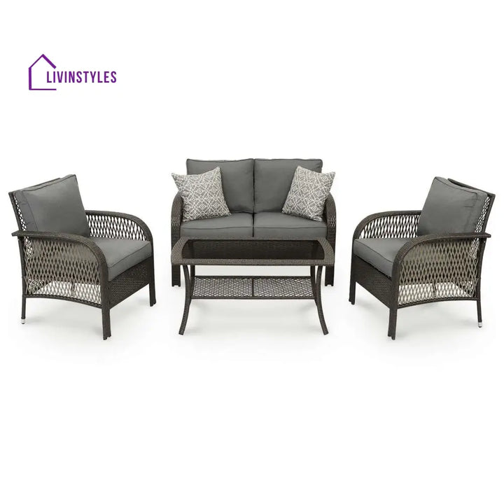 Rein Outdoor Sofa Set 2 Seater 2 Single seater and 1 Center Table (Grey) - Sofa Sets