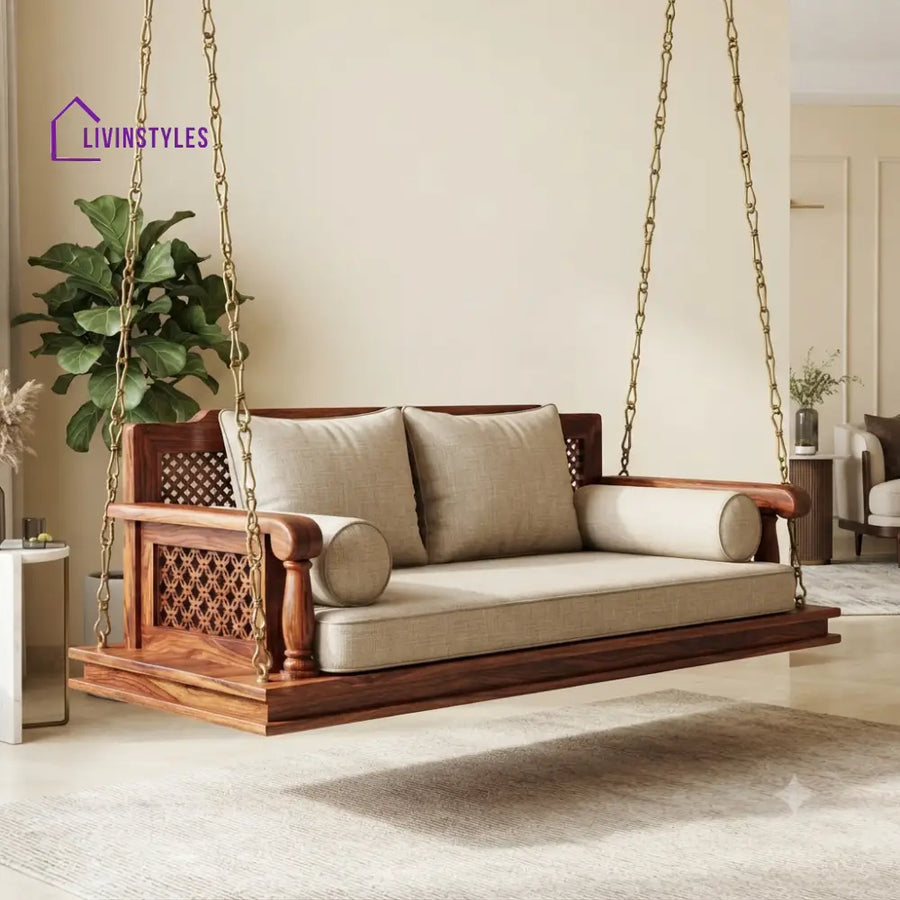 Rémi 2 Seater Wooden Swing for Home | Wooden Jhula for home