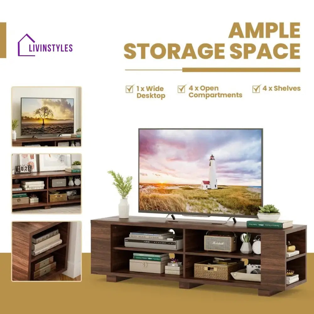 Remi Wooden Finish Tv Unit Stand for Living Room