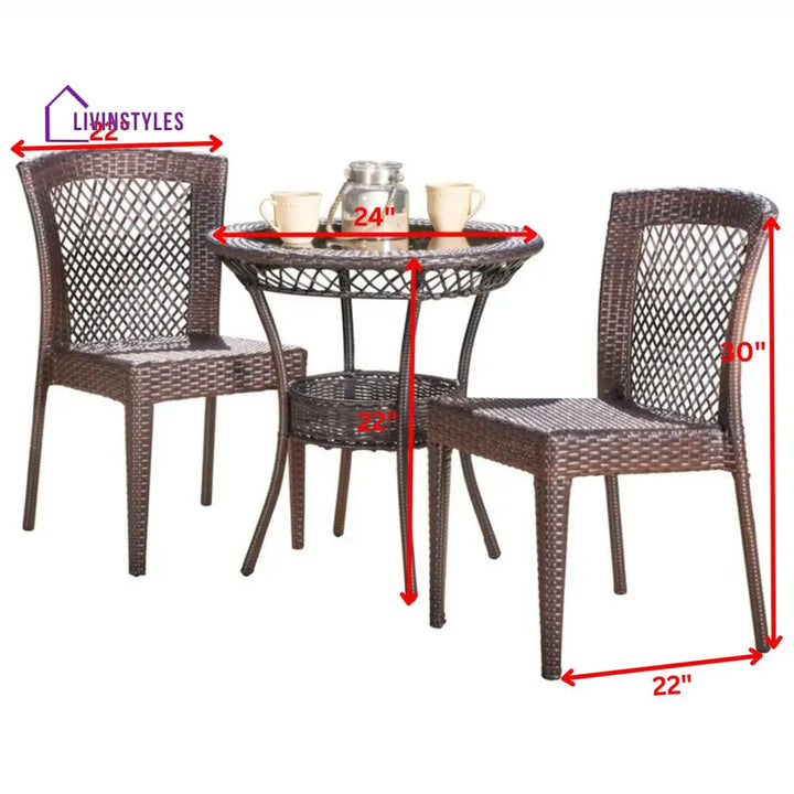 Remy Outdoor Patio Seating Set 2 Chairs and 1 Table Set (Brown) - Coffee Table Sets