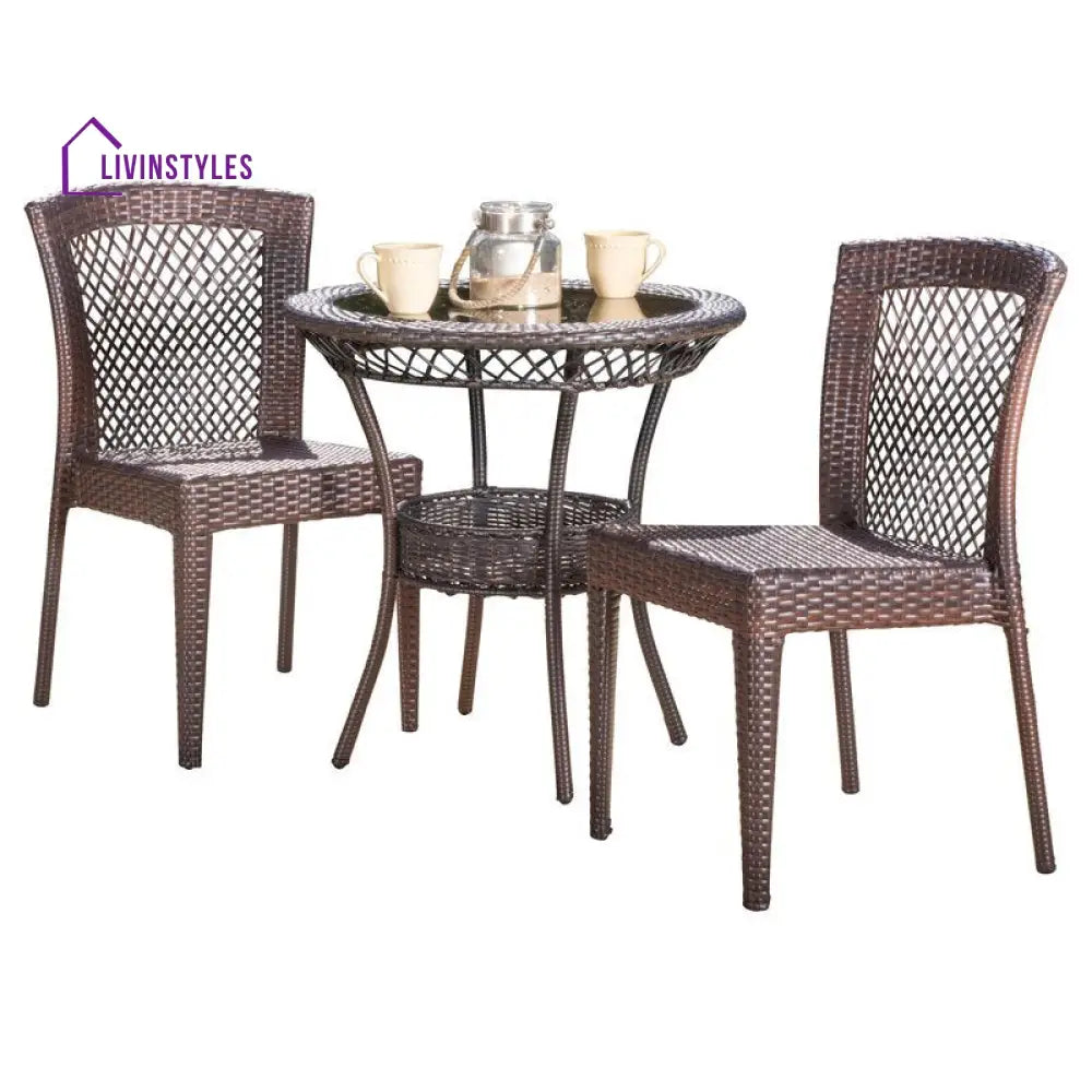 Remy Outdoor Patio Seating Set 2 Chairs and 1 Table Set (Brown) - Coffee Table Sets