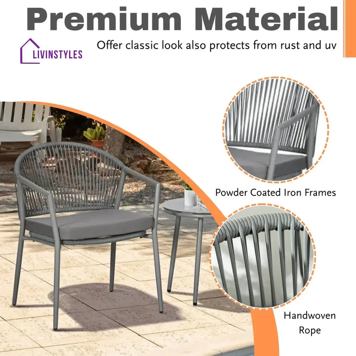 Renata 3 Piece Garden Outdoor Rope Patio Set - Patio Set