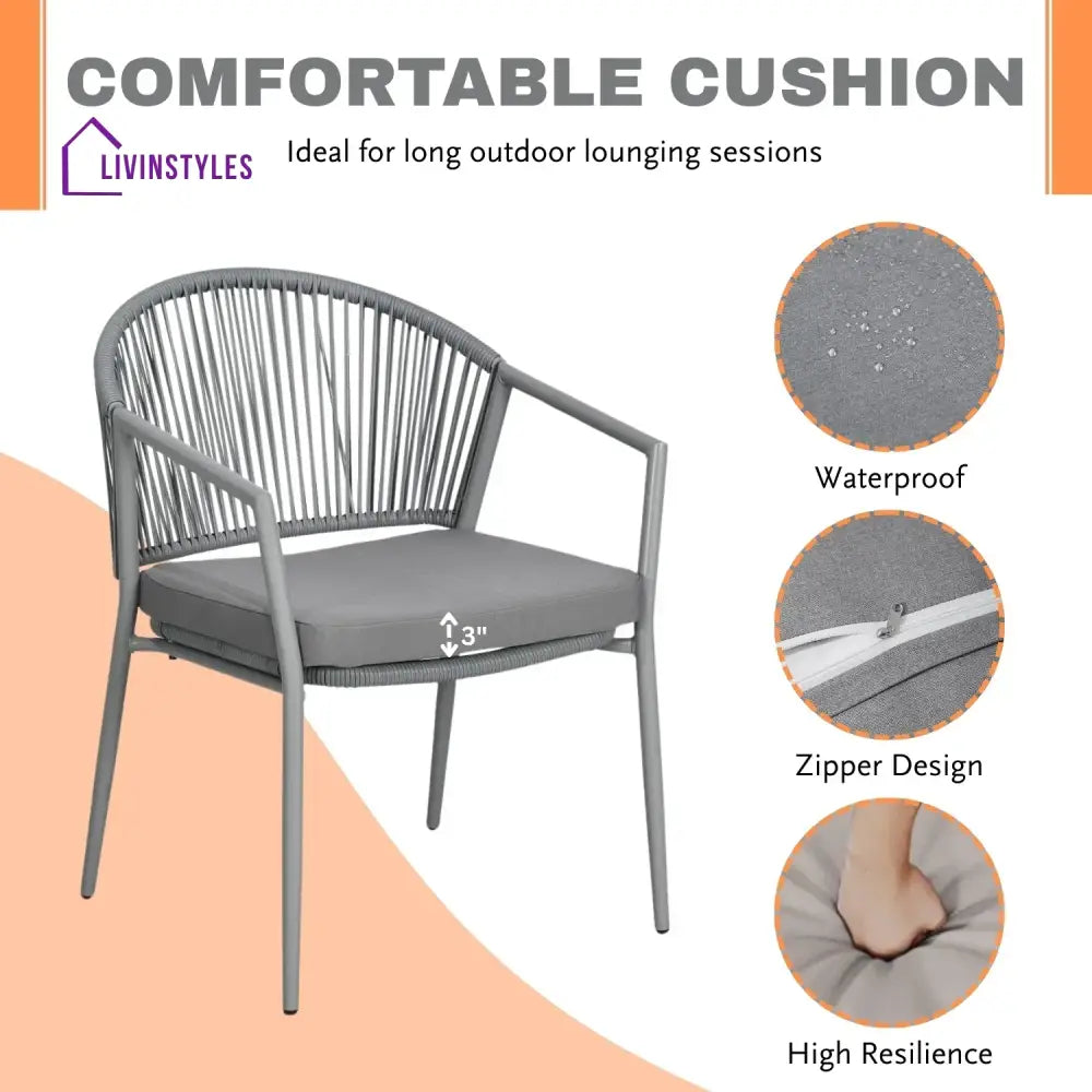 Renata 3 Piece Garden Outdoor Rope Patio Set - Patio Set