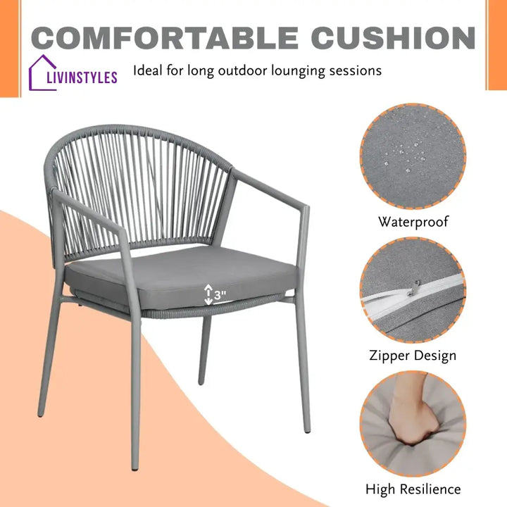 Renata 3 Piece Garden Outdoor Rope Patio Set - Patio Set