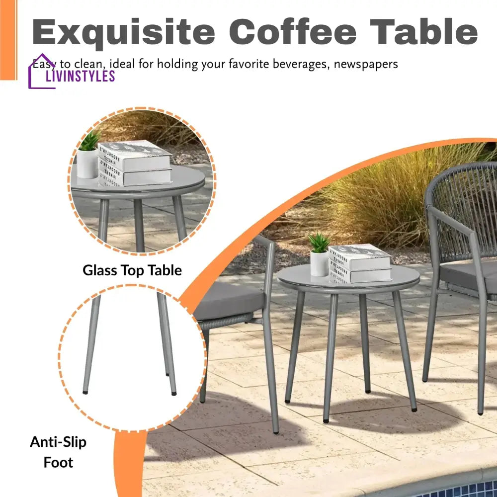 Renata 3 Piece Garden Outdoor Rope Patio Set - Patio Set