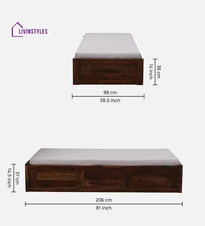 Divyam Sheesham Wood Single Storage Beds Bedroom Furniture Sets