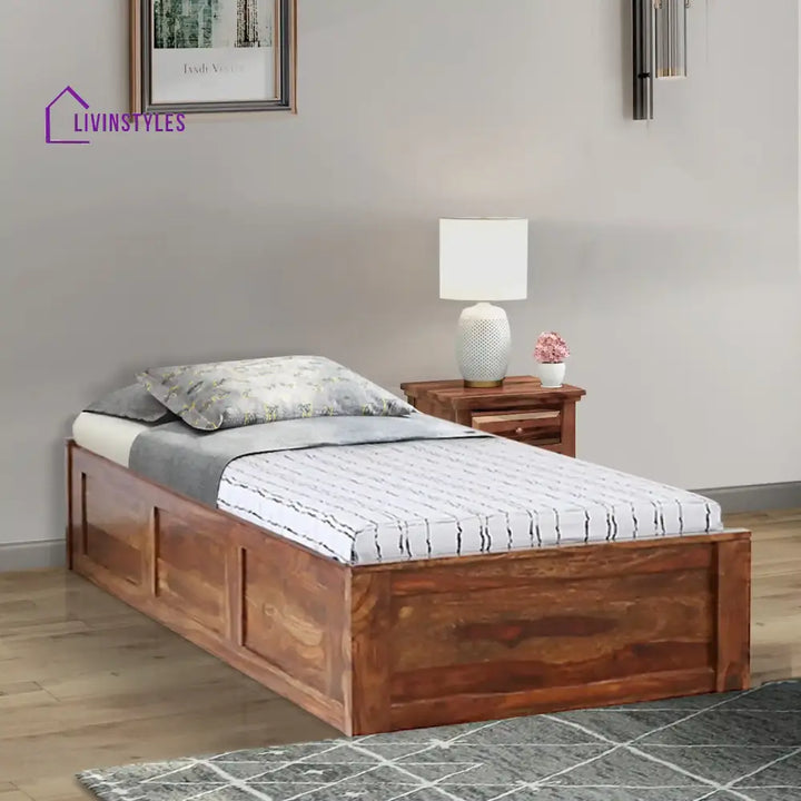 Divyam Sheesham Wood Single Storage Beds Natural Bedroom Furniture Sets