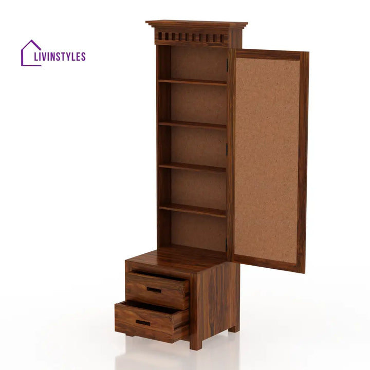 Renata Solid Sheesham Wood Dressing Table with Door and Drawer Dresser