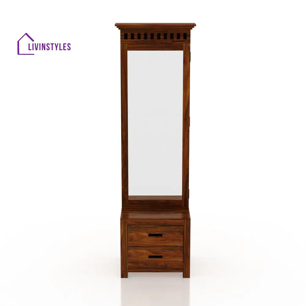 Renata Solid Sheesham Wood Dressing Table with Door and Drawer Dresser